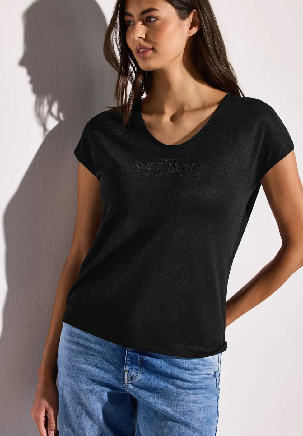 Leinen-Look Wording Shirt