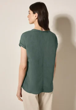 Leinenmix Bluse mit Knoten