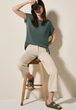 Leinenmix Bluse mit Knoten