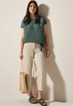 Leinenmix Bluse mit Knoten