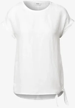 Leinenmix Bluse mit Knoten