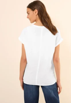 Leinenmix Bluse mit Knoten
