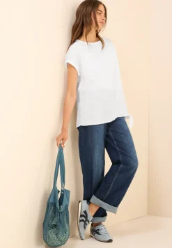 Leinenmix Bluse mit Knoten