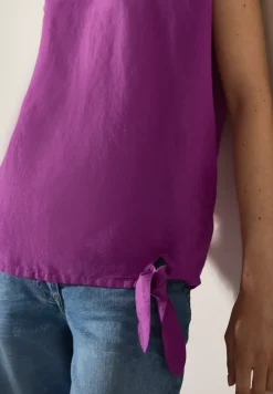 Leinenmix Bluse mit Knoten