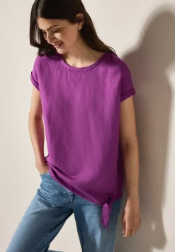 Leinenmix Bluse mit Knoten