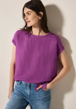 Leinenmix Bluse mit Knoten