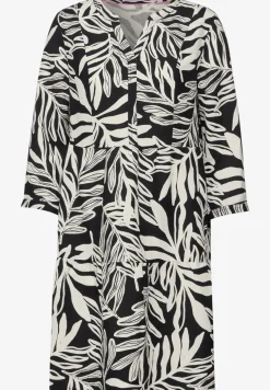 Leinenmix Print Kleid