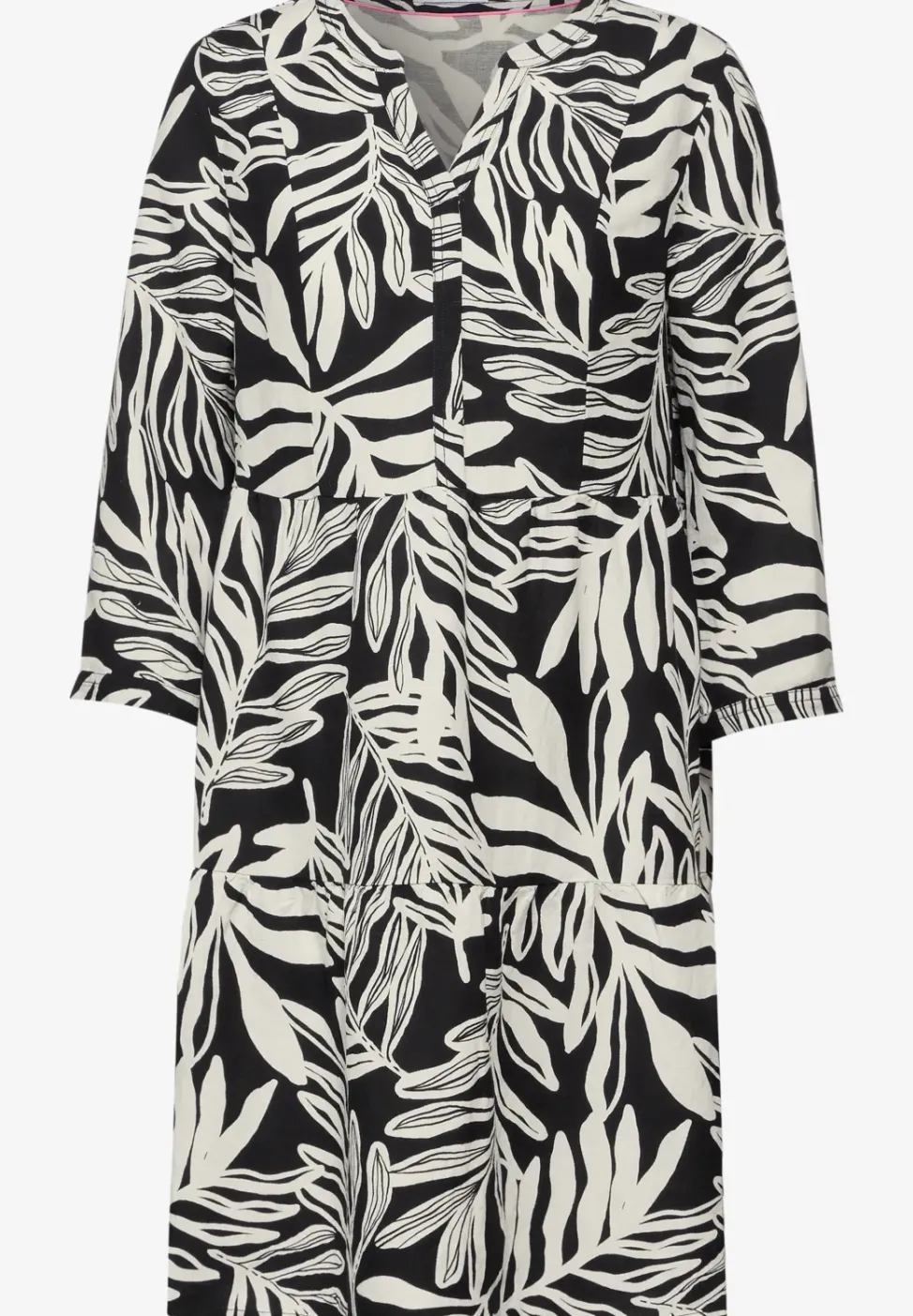 Leinenmix Print Kleid