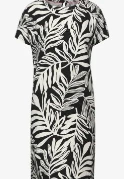 Leinenmix Print Kleid