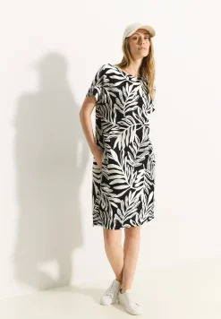 Leinenmix Print Kleid