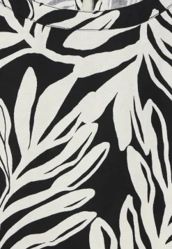 Leinenmix Print Kleid