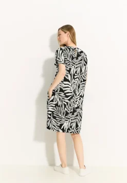 Leinenmix Print Kleid