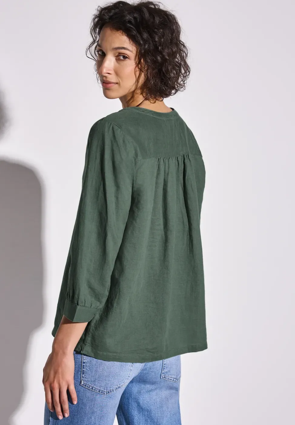 Leinenmix-Bluse in Unifarbe
