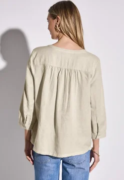 Leinenmix-Bluse in Unifarbe