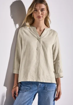 Leinenmix-Bluse in Unifarbe