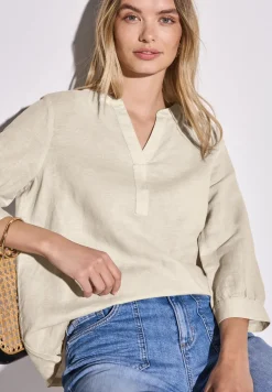 Leinenmix-Bluse in Unifarbe