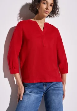 Leinenmix-Bluse in Unifarbe