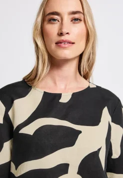 Leinenmix Print-Blusenshirt