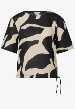 Leinenmix Print-Blusenshirt