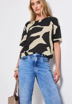 Leinenmix Print-Blusenshirt
