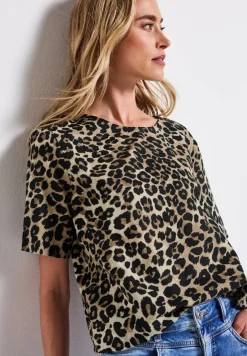Leinenmix Print-Blusenshirt