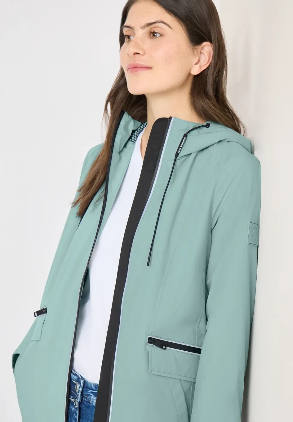 Mantel mit Kapuze und 2-Wege-Zipper