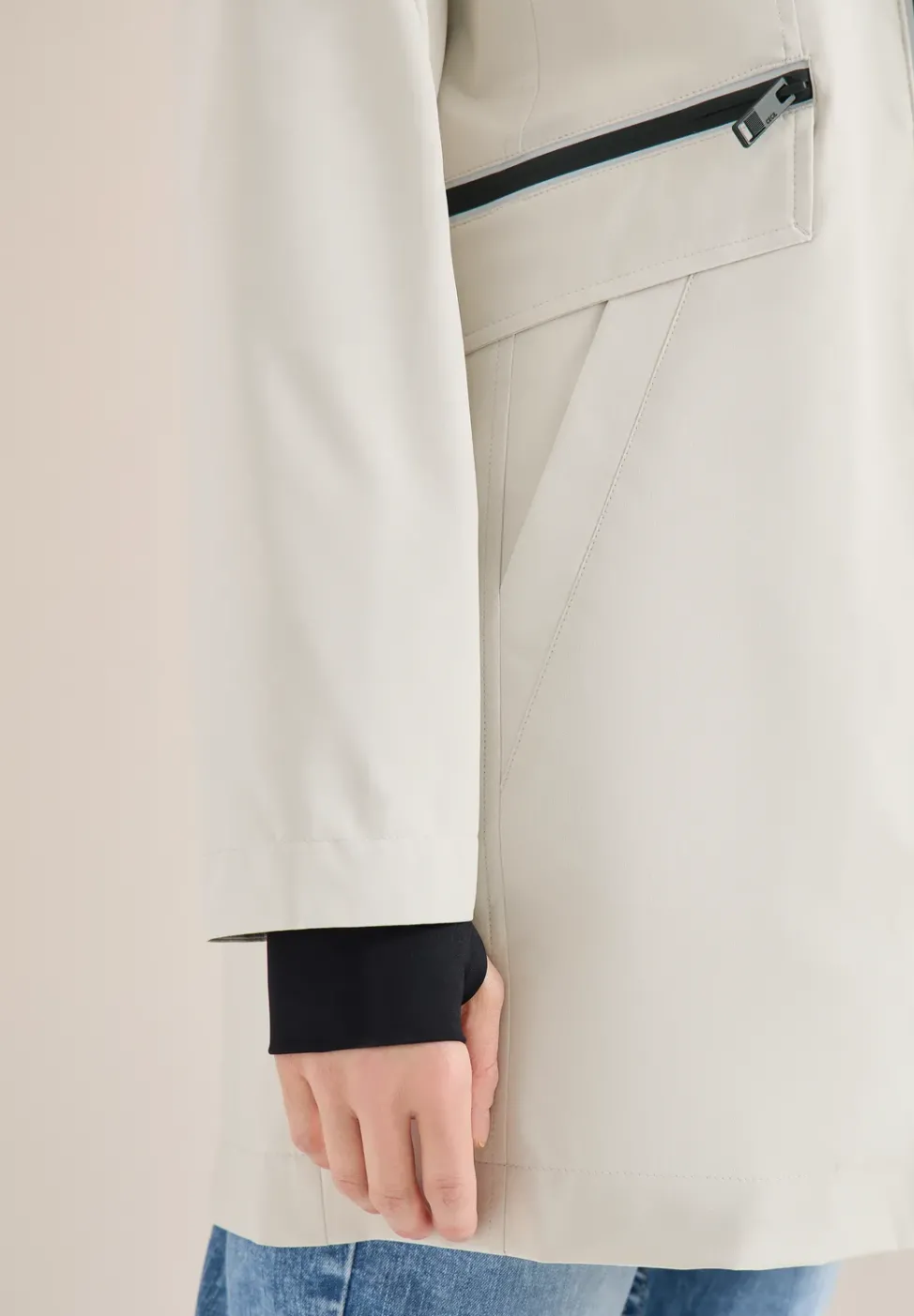 Mantel mit Kapuze und 2-Wege-Zipper