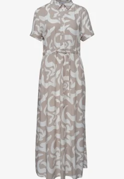 Maxi-Kleid mit Hemdkragen und Print