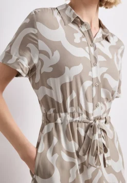 Maxi-Kleid mit Hemdkragen und Print