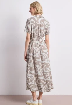 Maxi-Kleid mit Hemdkragen und Print