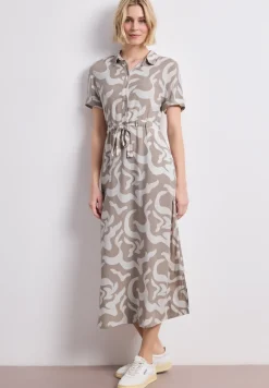 Maxi-Kleid mit Hemdkragen und Print