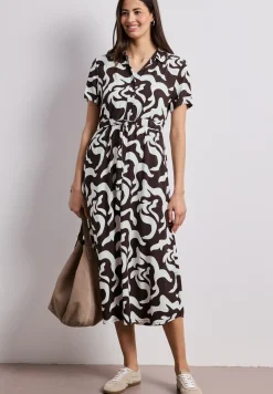 Maxi-Kleid mit Hemdkragen und Print