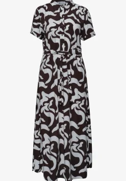 Maxi-Kleid mit Hemdkragen und Print