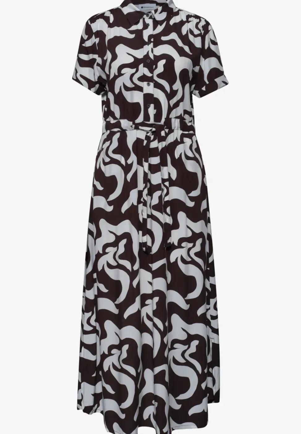 Maxi-Kleid mit Hemdkragen und Print