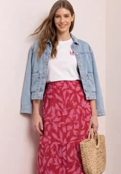 Maxi-Rock aus Chiffon mit Print