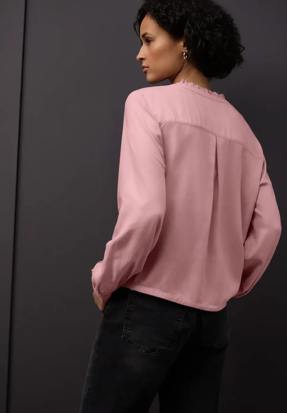 Melange Bluse mit Rüschen