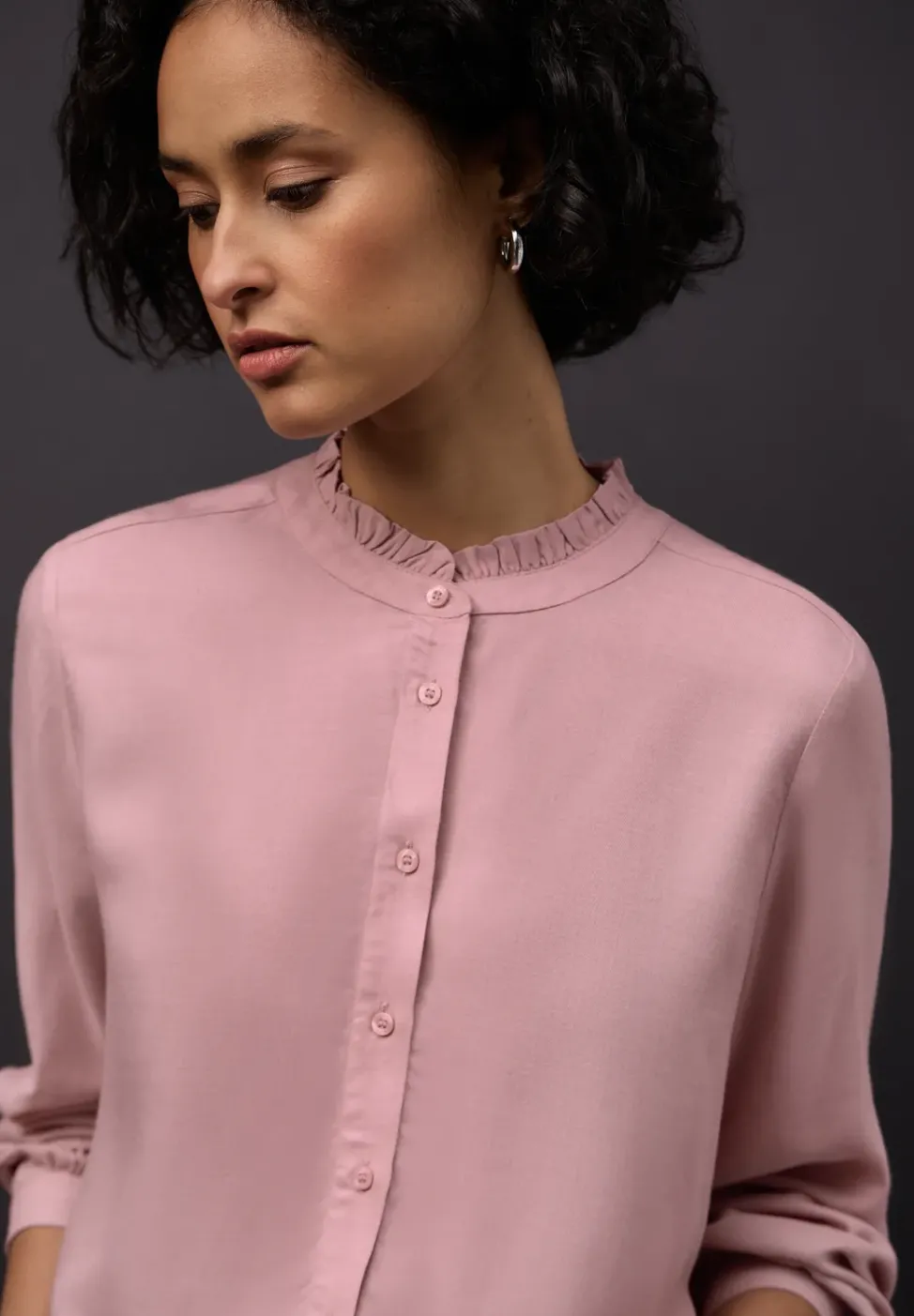 Melange Bluse mit Rüschen