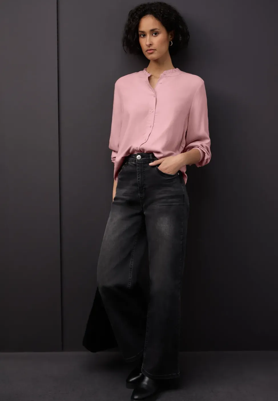 Melange Bluse mit Rüschen