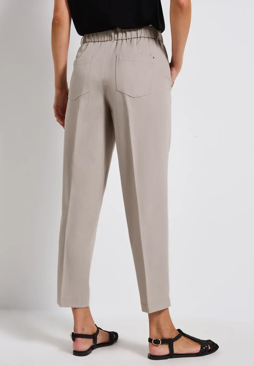 Melange-Look Paperbag Hose