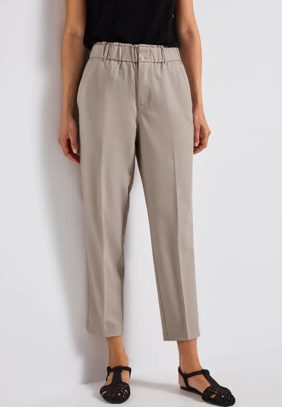 Melange-Look Paperbag Hose