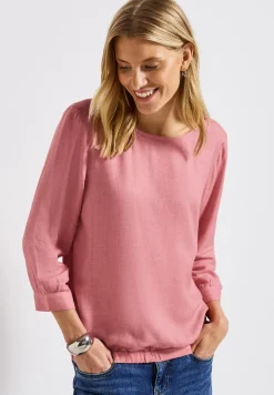 Melange Rundhals Bluse