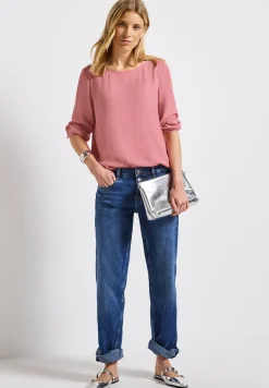 Melange Rundhals Bluse