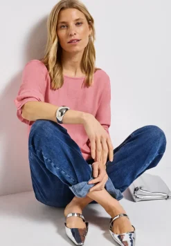 Melange Rundhals Bluse