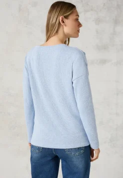 Melange-Shirt mit Knöpfen