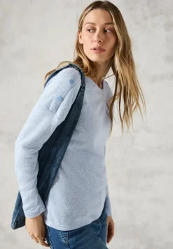 Melange-Shirt mit Knöpfen