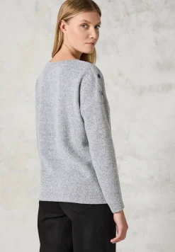 Melange-Shirt mit Knöpfen