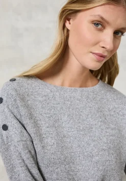 Melange-Shirt mit Knöpfen