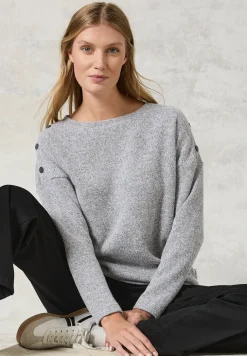 Melange-Shirt mit Knöpfen