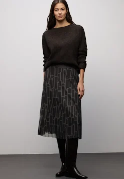 Mesh Plissée Rock mit Print
