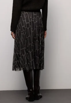 Mesh Plissée Rock mit Print